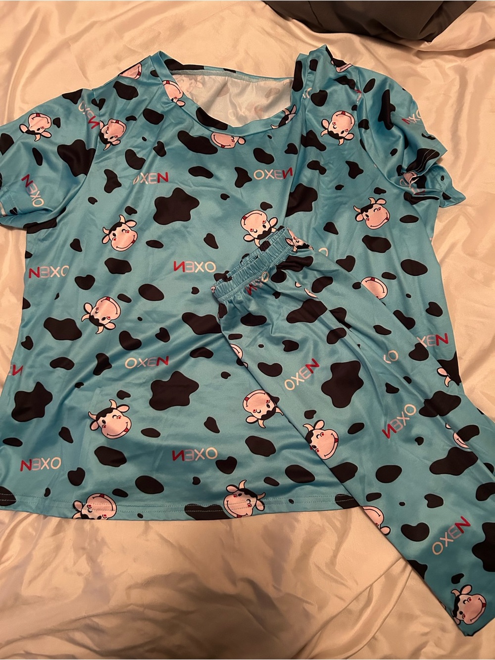 SHEIN Blue Cow Print 2 Piece Women’s Pajama Set 2XL